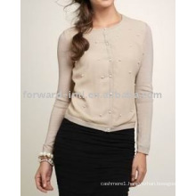 Chiffon front pearl cardigan